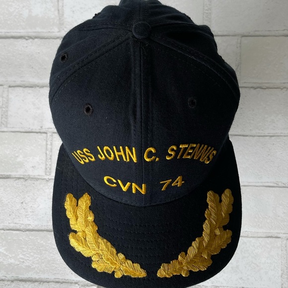 USS John C. Stennis CVN 74 Navy Blue Yellow Embroidered Military Cap Hat Snap - Picture 4 of 11